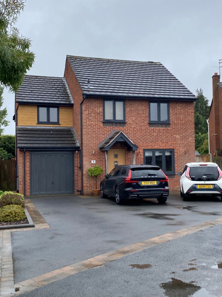 Brick house exterior and driveway