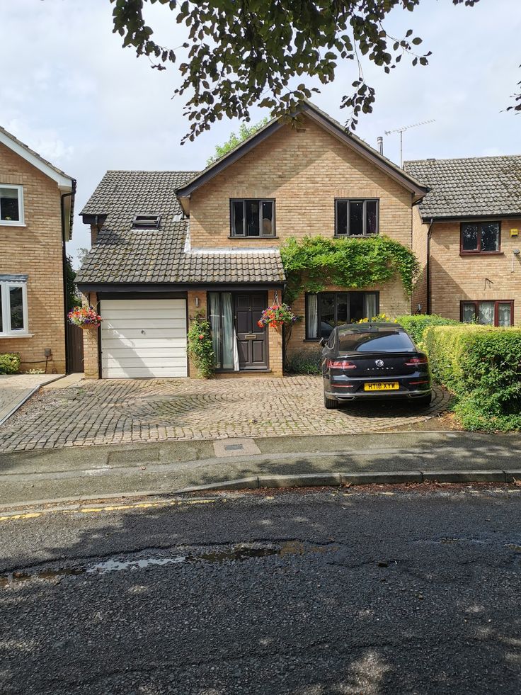 Stone house exterior with front garden